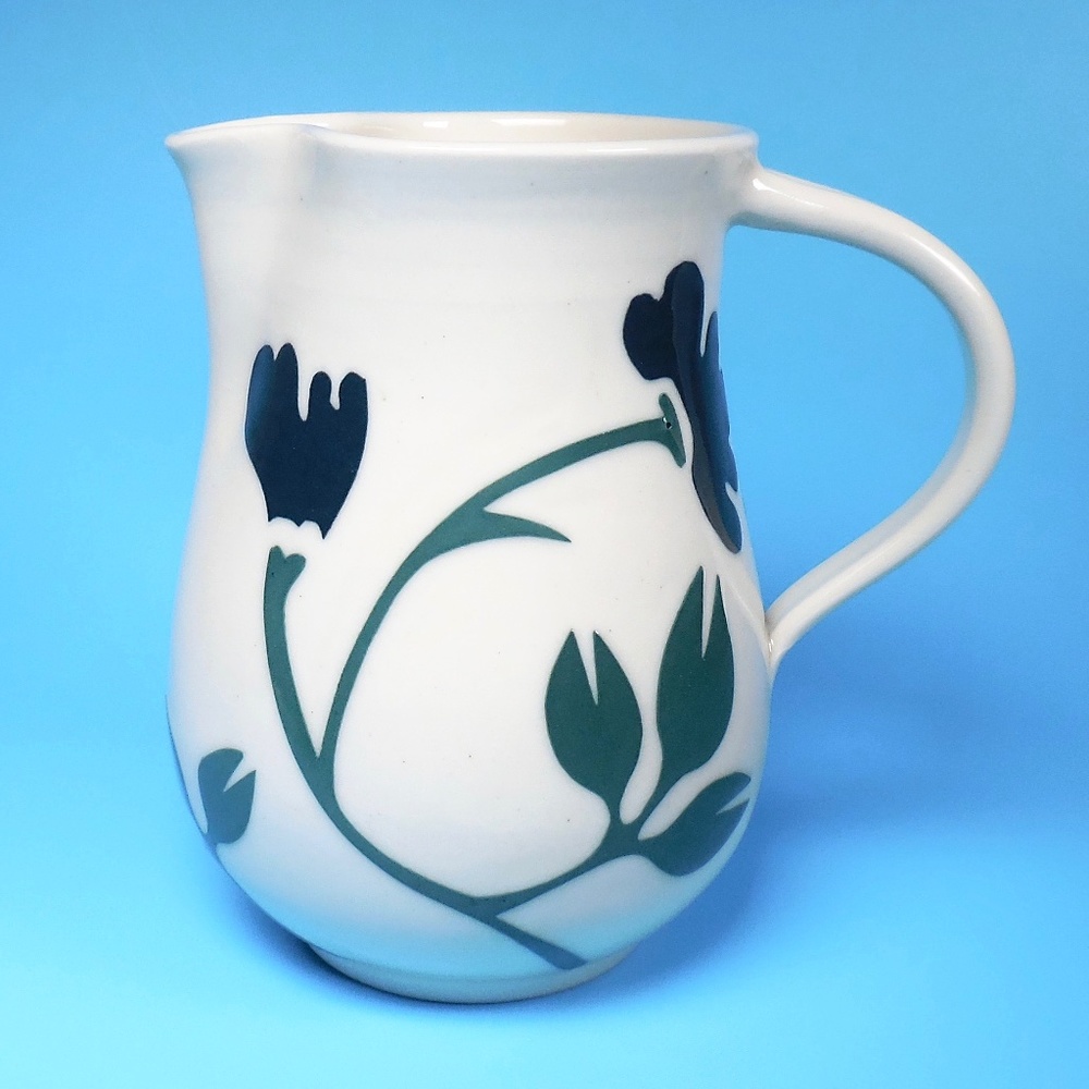Guggenheim Art Pottery SIGNED Small Pitcher Floral Ceramic - Picture 4 of 9
